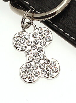 Urban Pup Bling Läderhalsband Med Hundben Svart