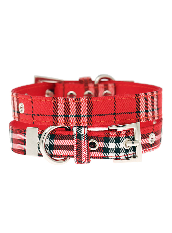 Urban Pup Halsband Röd Tartan Medium