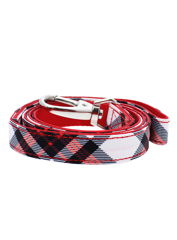 Urban Pup Röd & Vit Plaid Fabric Koppel