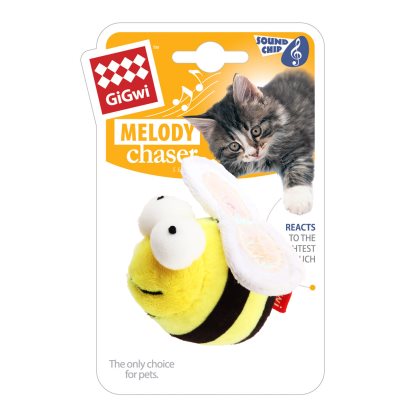 GiGwi Kattleksak Melody Chaser Humla 6x6x9,5cm Svart/Gul - 2