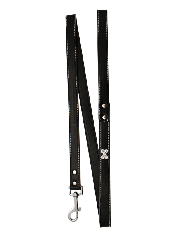 Urban Pup Bling Läder Koppel Med Hundben Svart