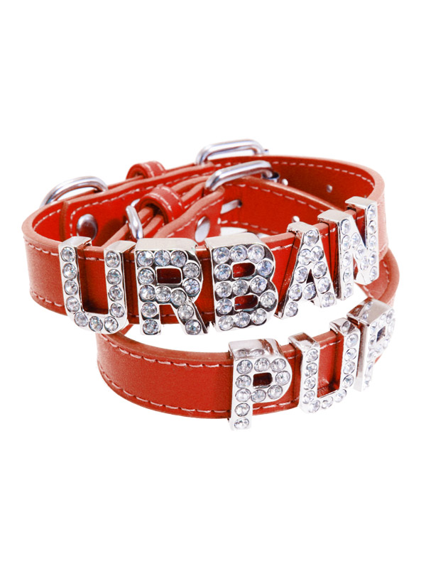 Urban Pup Personligt Läder Halsband Röd
