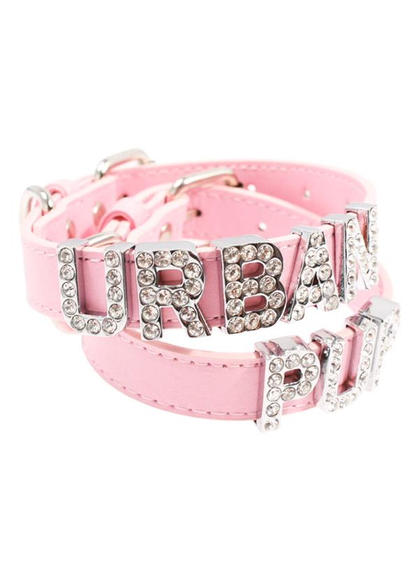 Urban Pup Personligt Läder Halsband Rosa Small