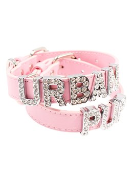Urban Pup Personligt Läder Halsband Rosa Small