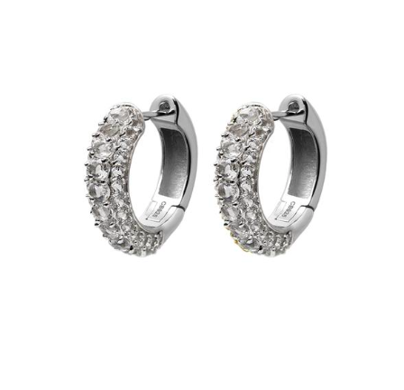 Timeless Chunky Hoops Rock Crystal Silver