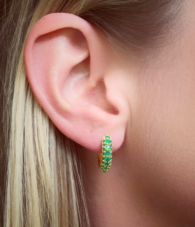 Timeless Tiny Hoops Grön Spinel