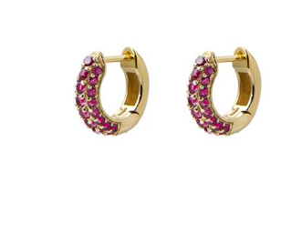 Timeless Tiny Hoops Ruby Guld 
