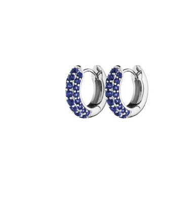 Timeless Tiny Hoops Blå Spinel Silver