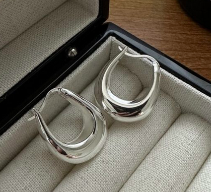 Chunky U-shape Hoop Örhängen Sterling Silver