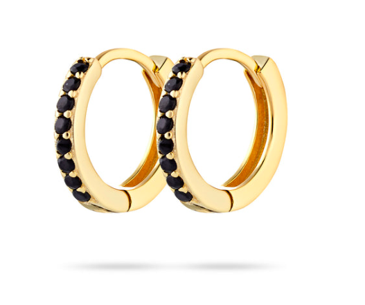 Irma Petite Hoops Svart Kristal Guld