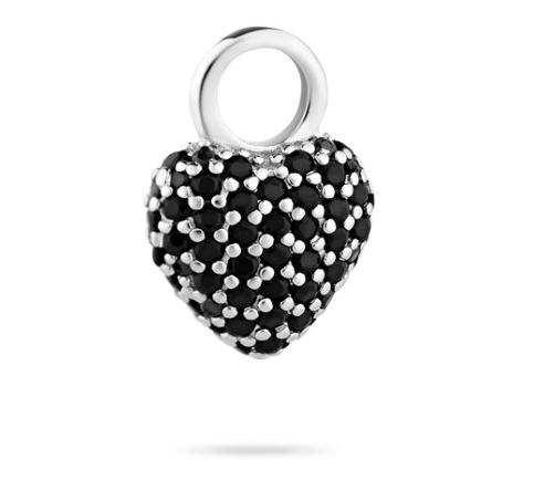 Eternal Heart MIni Berlock Svart Spinel Silver
