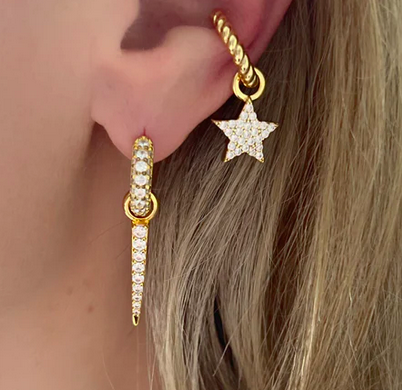 Signature Petite Spike Berlock Rock Crystal Guld