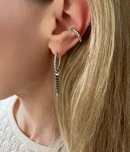 Signature Petite Spike Berlock Svart Spinel Silver