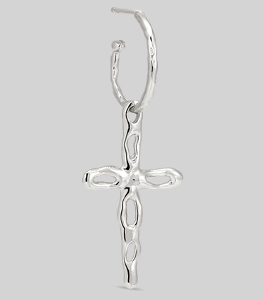 Hoop Med Kors,  Sterling Silver