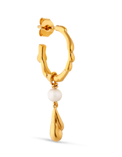 Drippy Hoop with Pearl Drop, gold-plated sterling silver