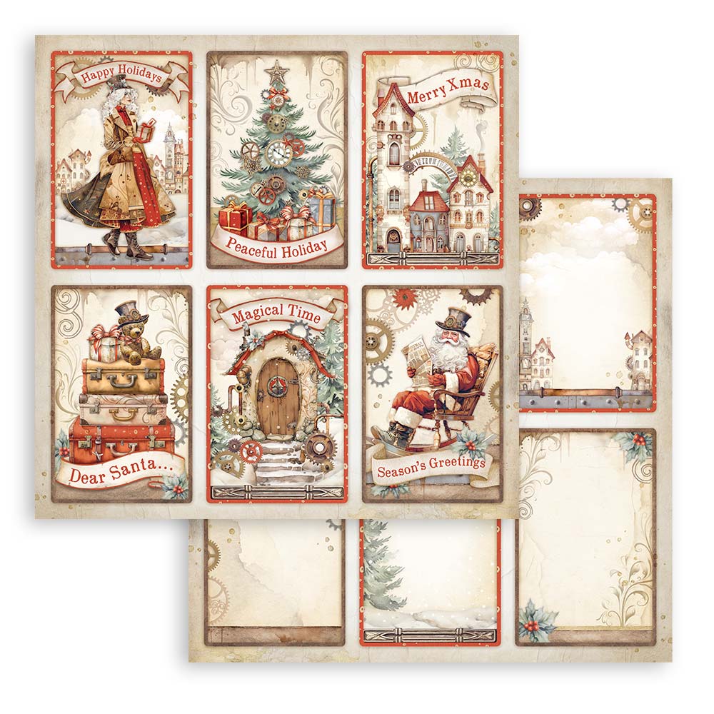 Stamperia - Gear up for Christmas - 6 Cards