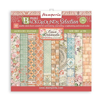 Stamperia Paper Pad 12X12 - Casa Granada Maxi Backgrounds