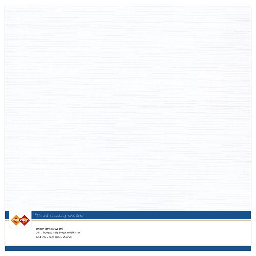 Card Deco Linen - White 10-p