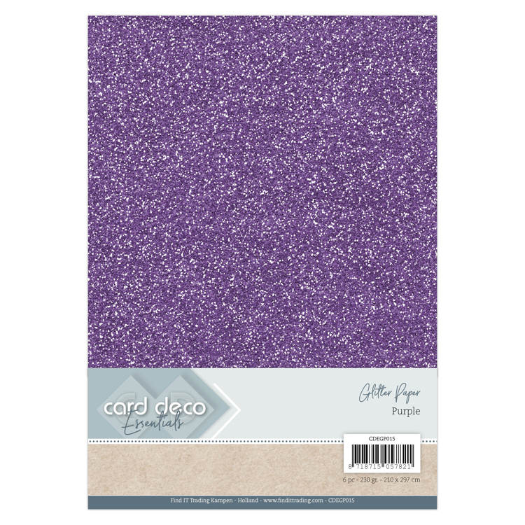 Card deco glitter Paper Purple 6 pcs 