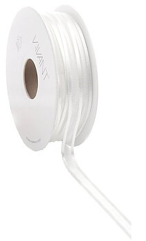 Organzaband m satinkant 10 mm - White 1 m