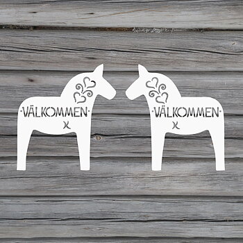 DALAHÄST VÄLKOMMEN höger vägg