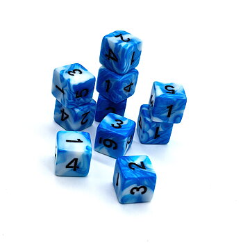 10-pack D6 Blue Marble