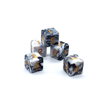 5-pack D6 White Marble