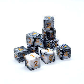 10-pack D6 White Marble