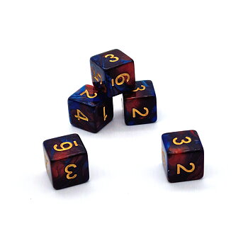 5-pack D6 Red/Blue Marble