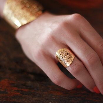 Mandala Adjustable Ring, gold