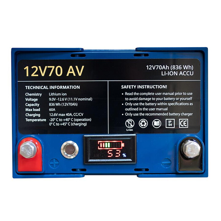 Paket med Rebelcell 12V70 och 12.6V10A laddare