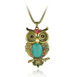 Halsband Vintage blått-med lång kedja  - 4