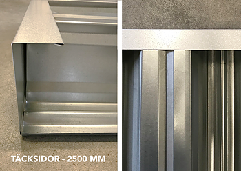 Täcksidor till poolplåt, 2500 mm