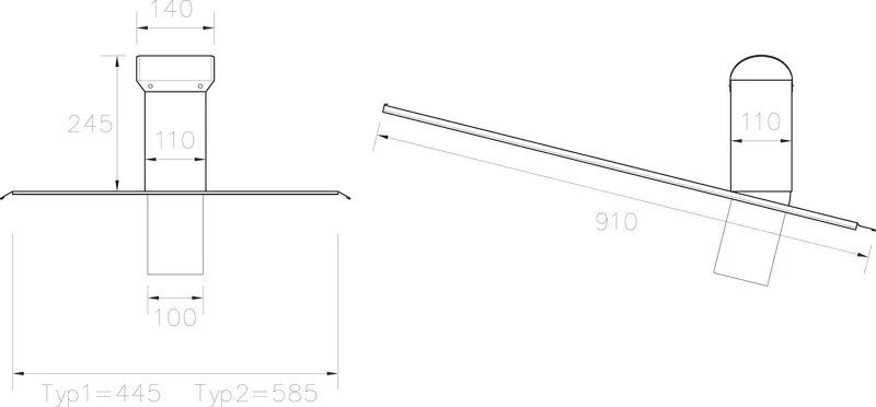 Avloppsluftare med stos/tak till Takpanna Regent, Modern, Pannplåt och 20-105 (Typ 2), Plannja - 3