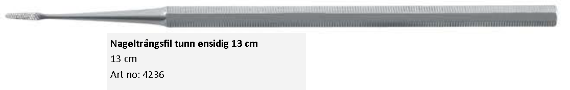Nageltrångsfil tunn ensidig 13 cm