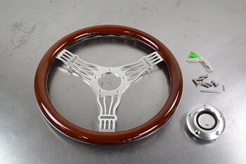 Steering Wheel 14" Alu/Wood