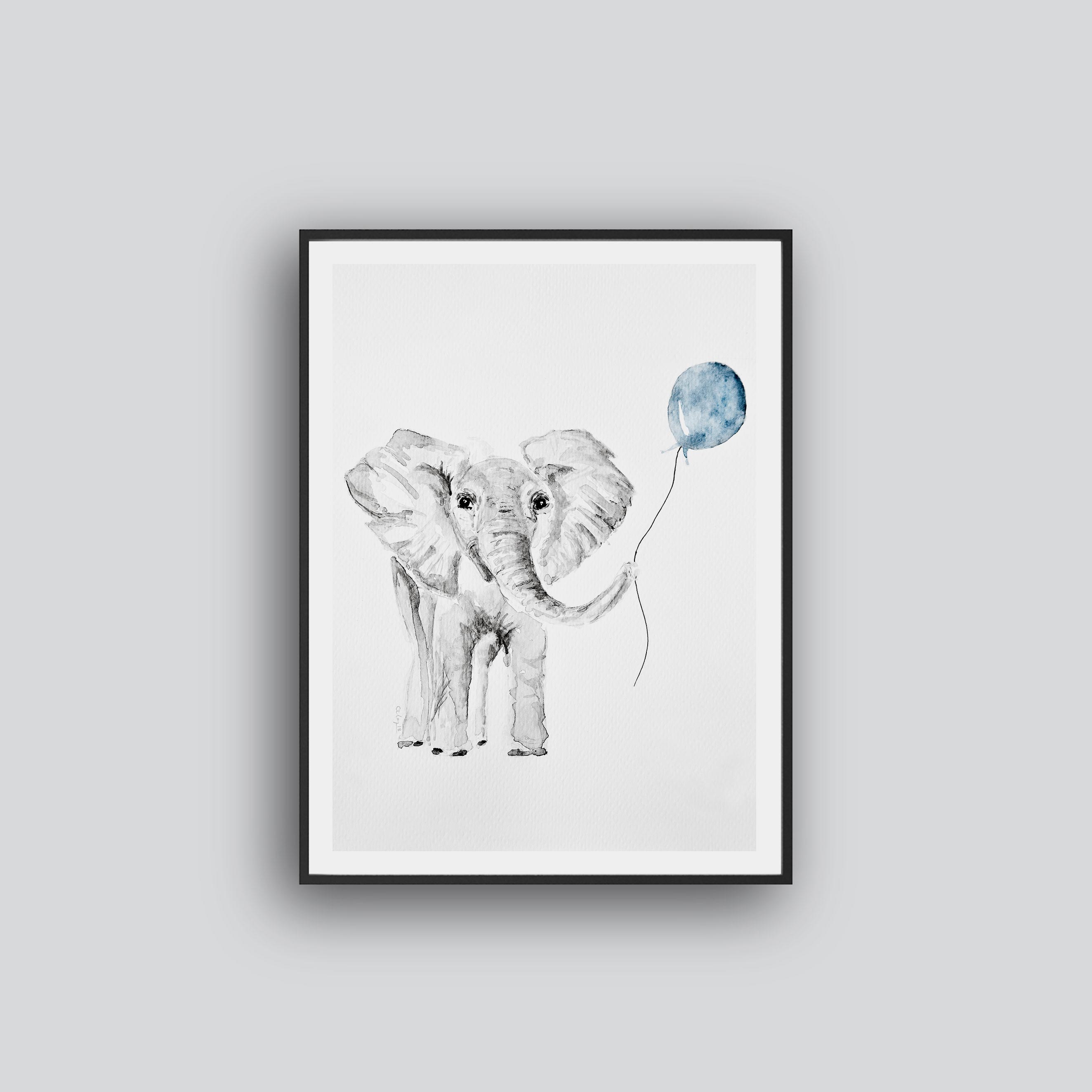 Elephant and a ballon poster