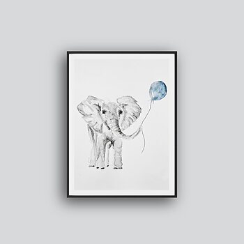 Elephant and a ballon poster