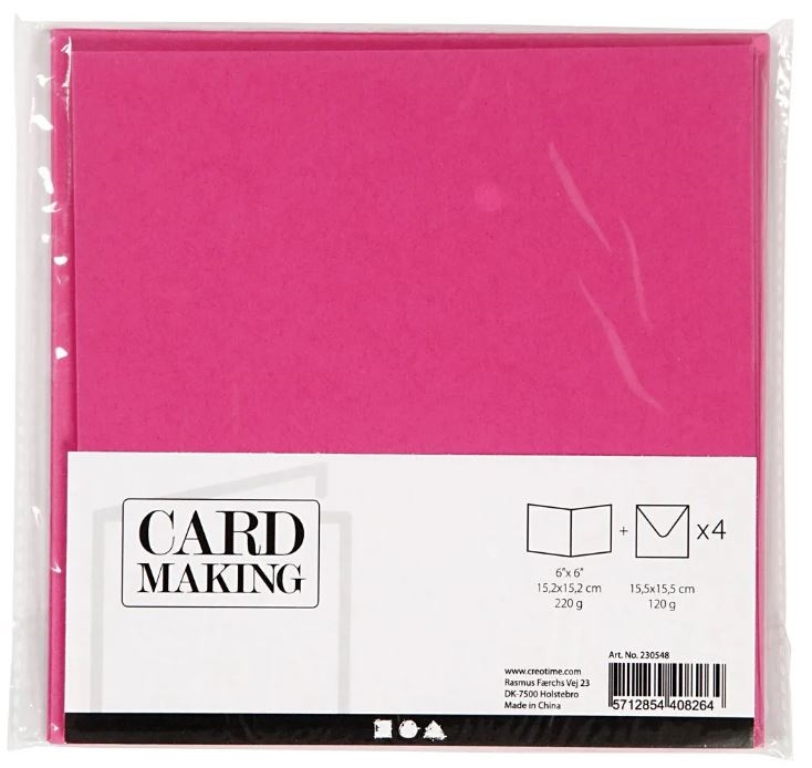 Kort + kuvert, 4p. Cerise