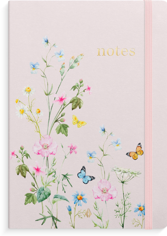 Skrivbok A5 Rosa Blommor