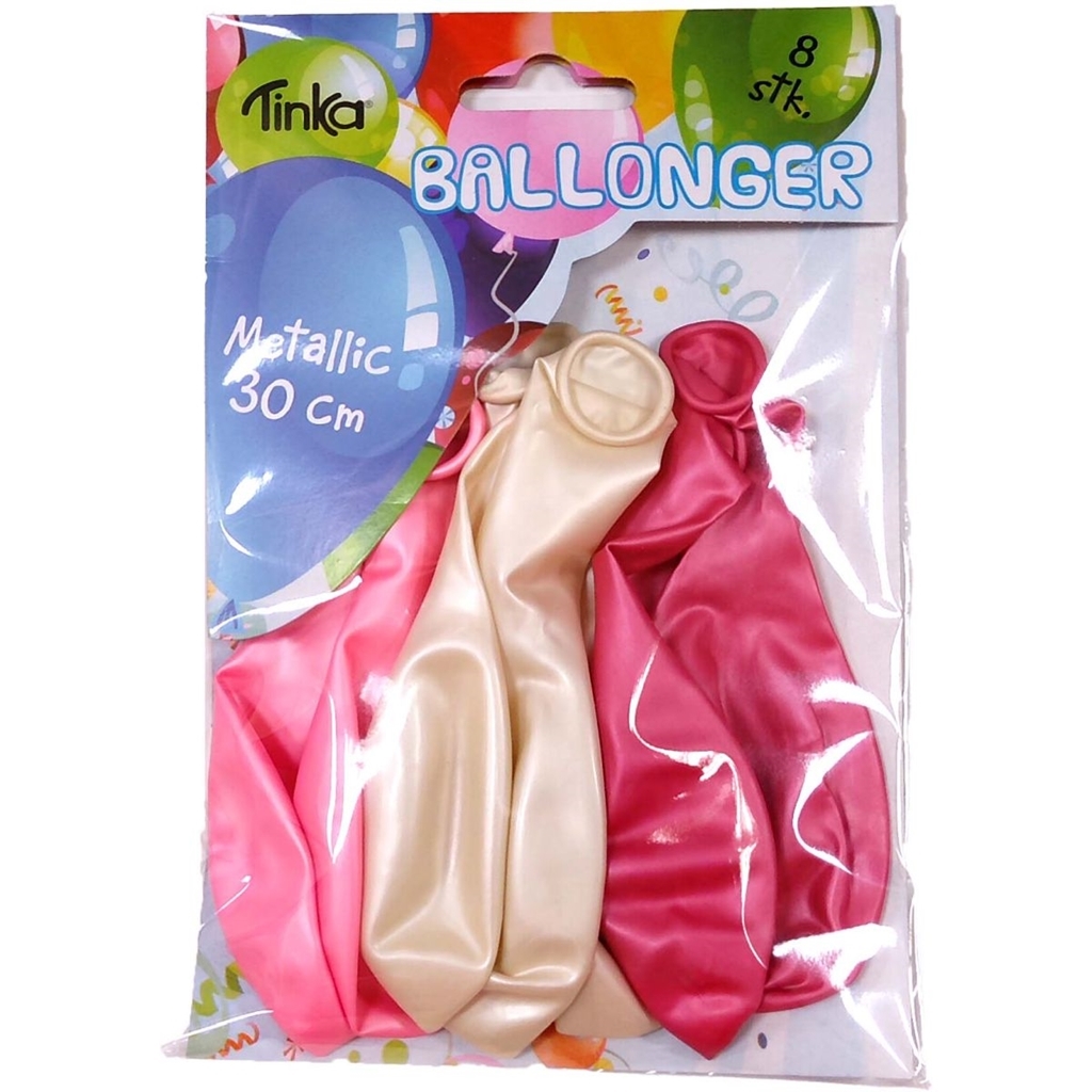 Ballonger Metallic Rosa/Vit