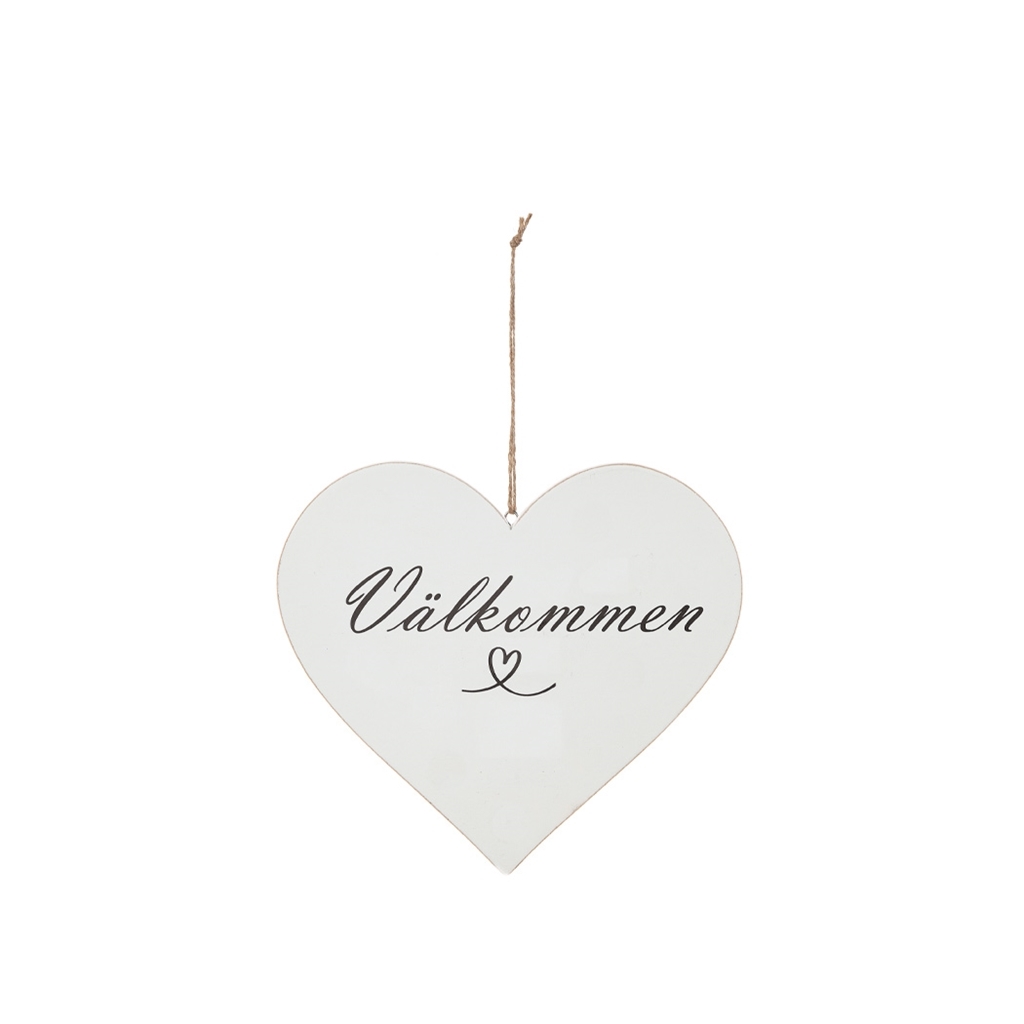 Trähjärta "Välkommen"