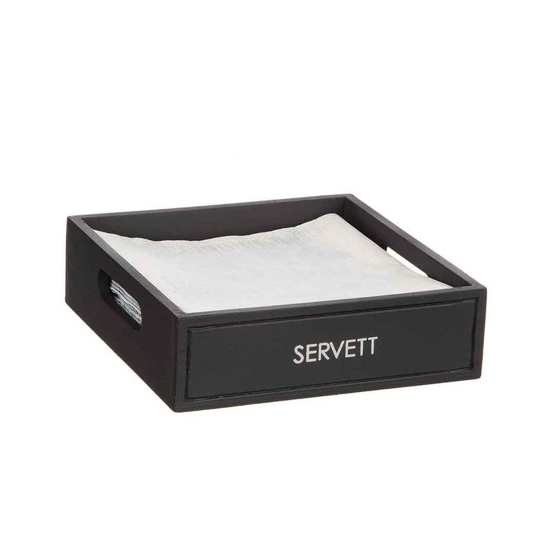 Trälåda Servetter Svart