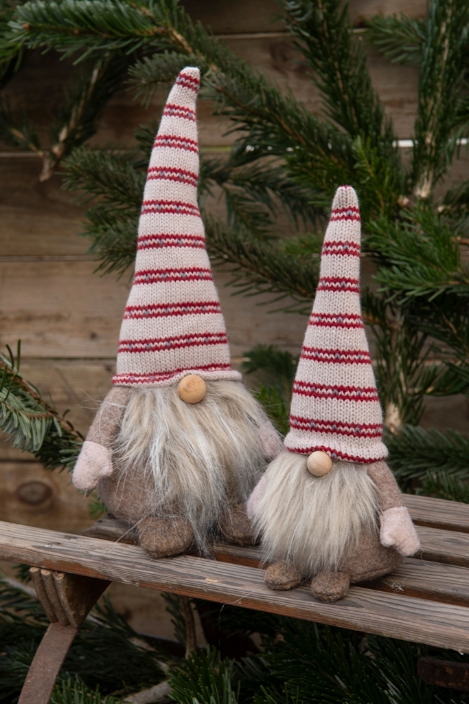 Tomte Stående Mörkröd/Beige Liten