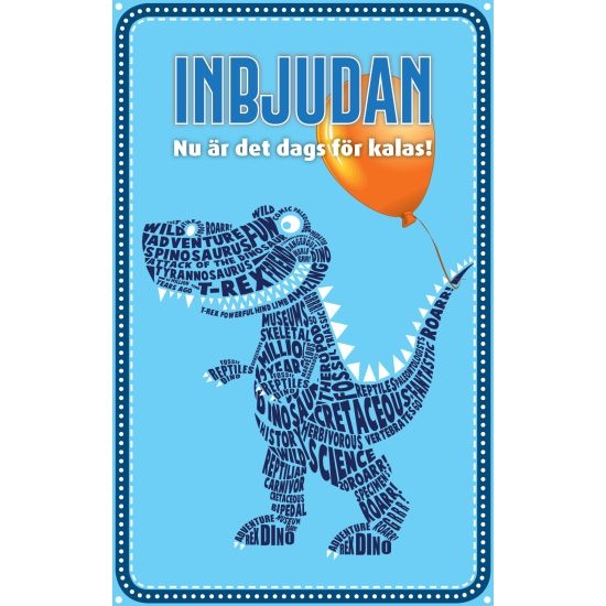Inbjudningskort m kuvert. Dino