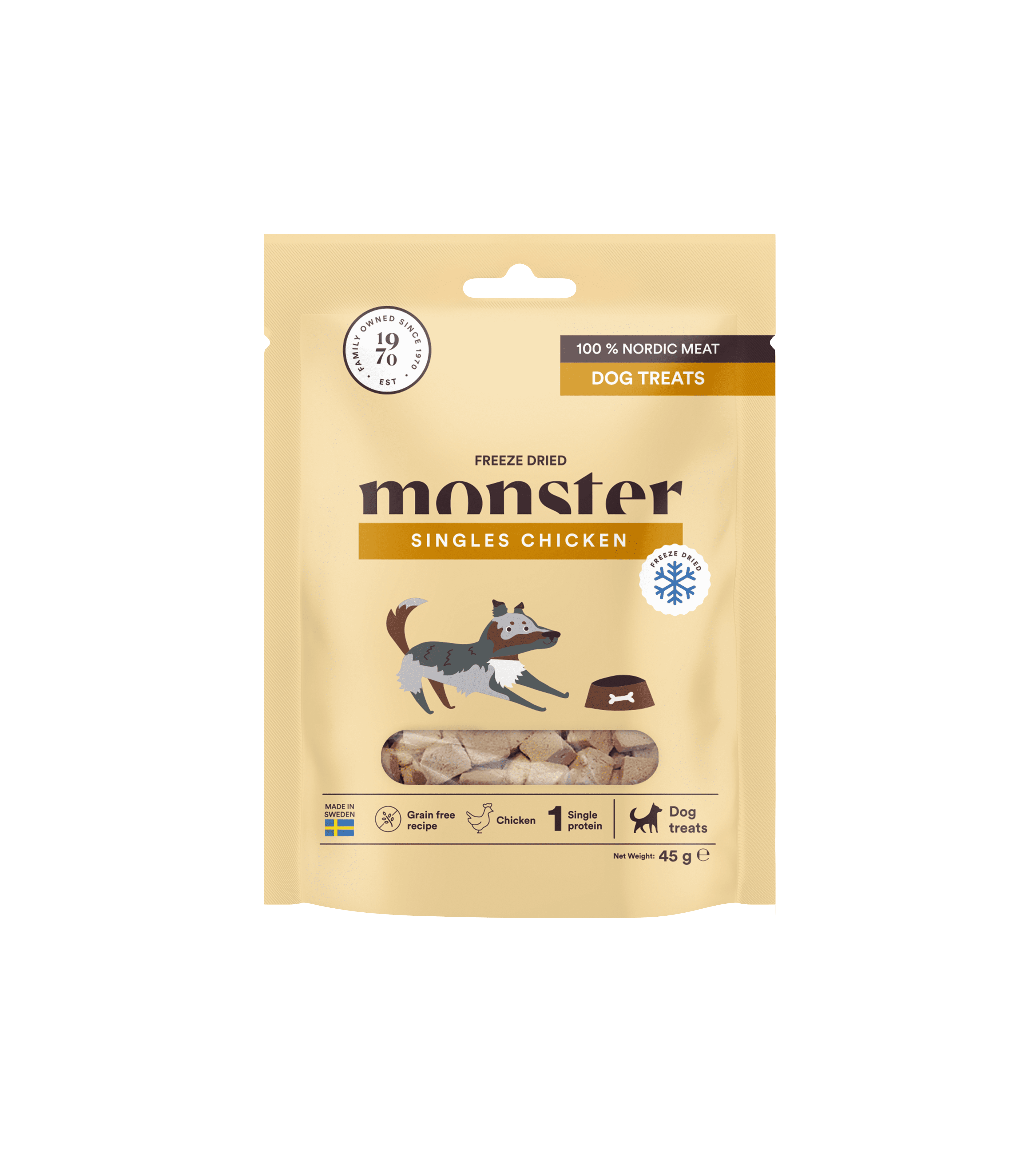 Monster Frystorkat Hundgodis Kyckling  45g