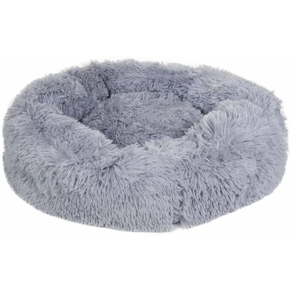 HKM Fluffy Rund Hundbädd Ljusgrå, flera storlekar