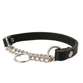 Alac Läderhalsband Halvstryp Kedja, Svart 