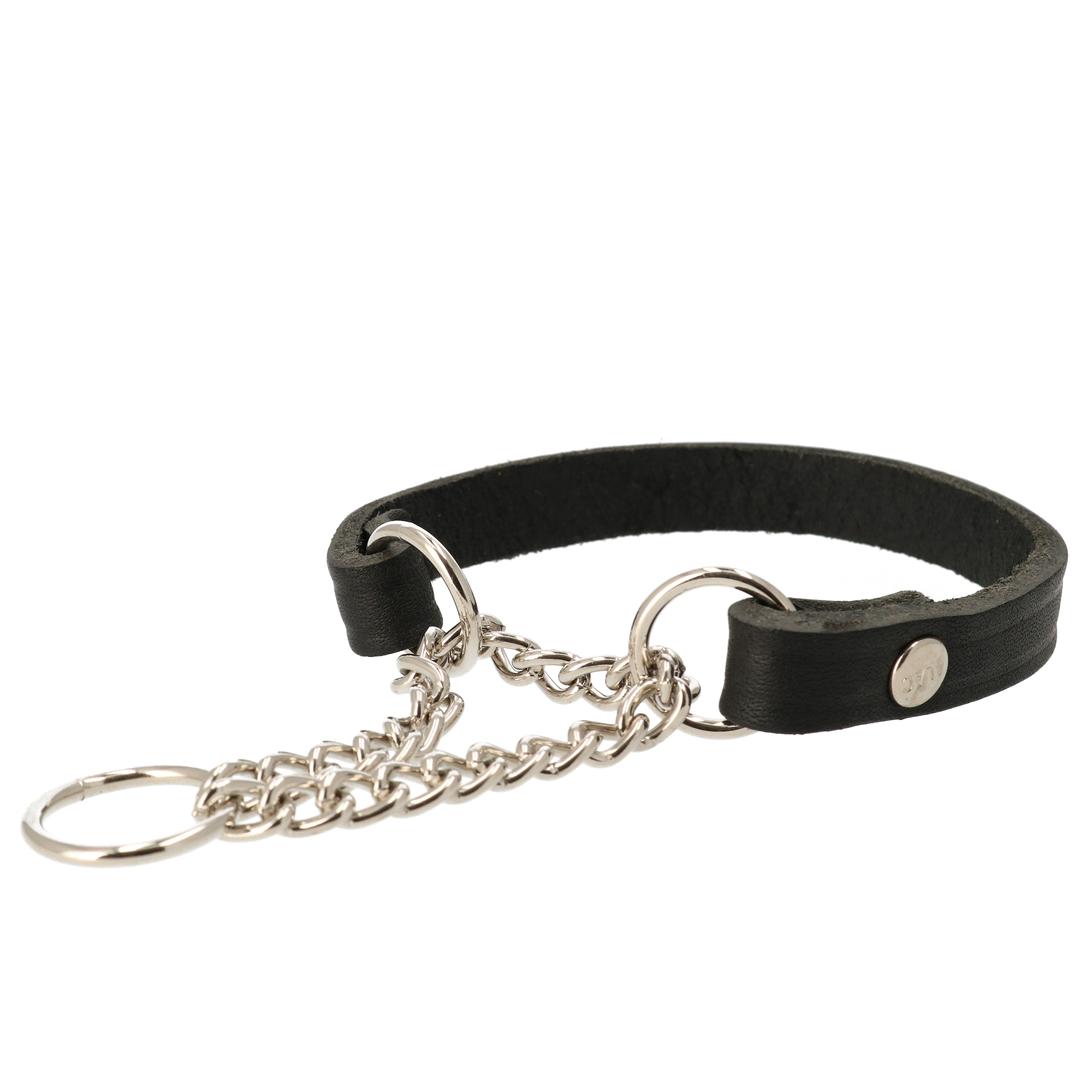 Alac Läderhalsband Halvstryp Kedja, Svart  - 3