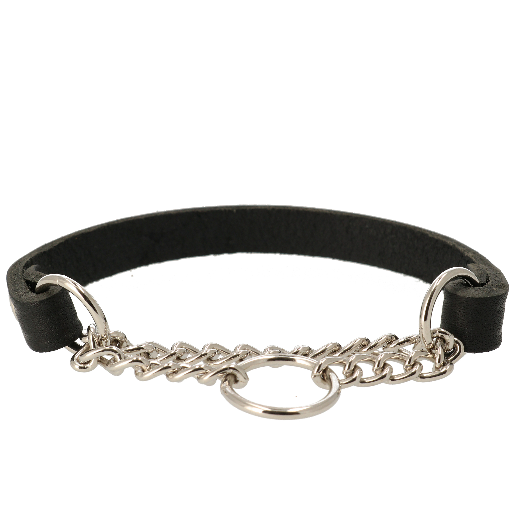 Alac Läderhalsband Halvstryp Kedja, Svart  - 2
